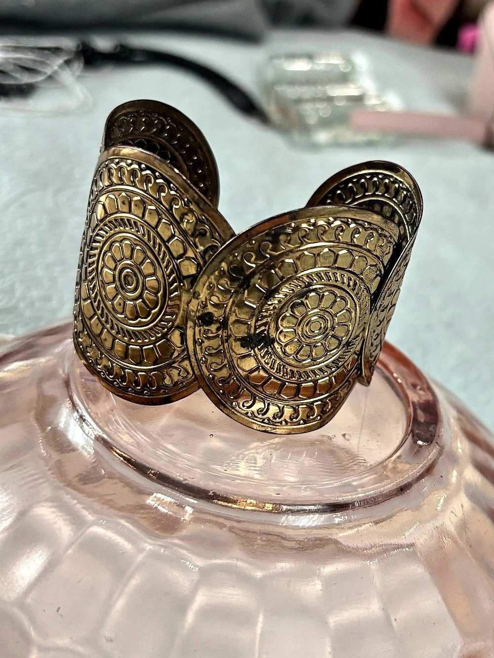 Gold-Tone Embossed Cuff Bracelet Like New